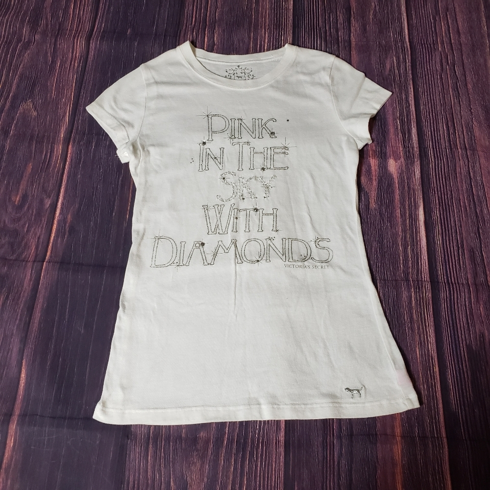 Victoria's Secret PINK Sequined White Tee Small